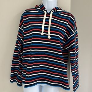 J.Crew Wide Sleeve Hoodie In Striped Mariner Cloth
